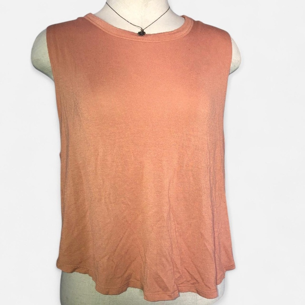 Boho Hippie Chic Peach Coral Light Orange Sleeveless Flowy Camisole Tank Top M